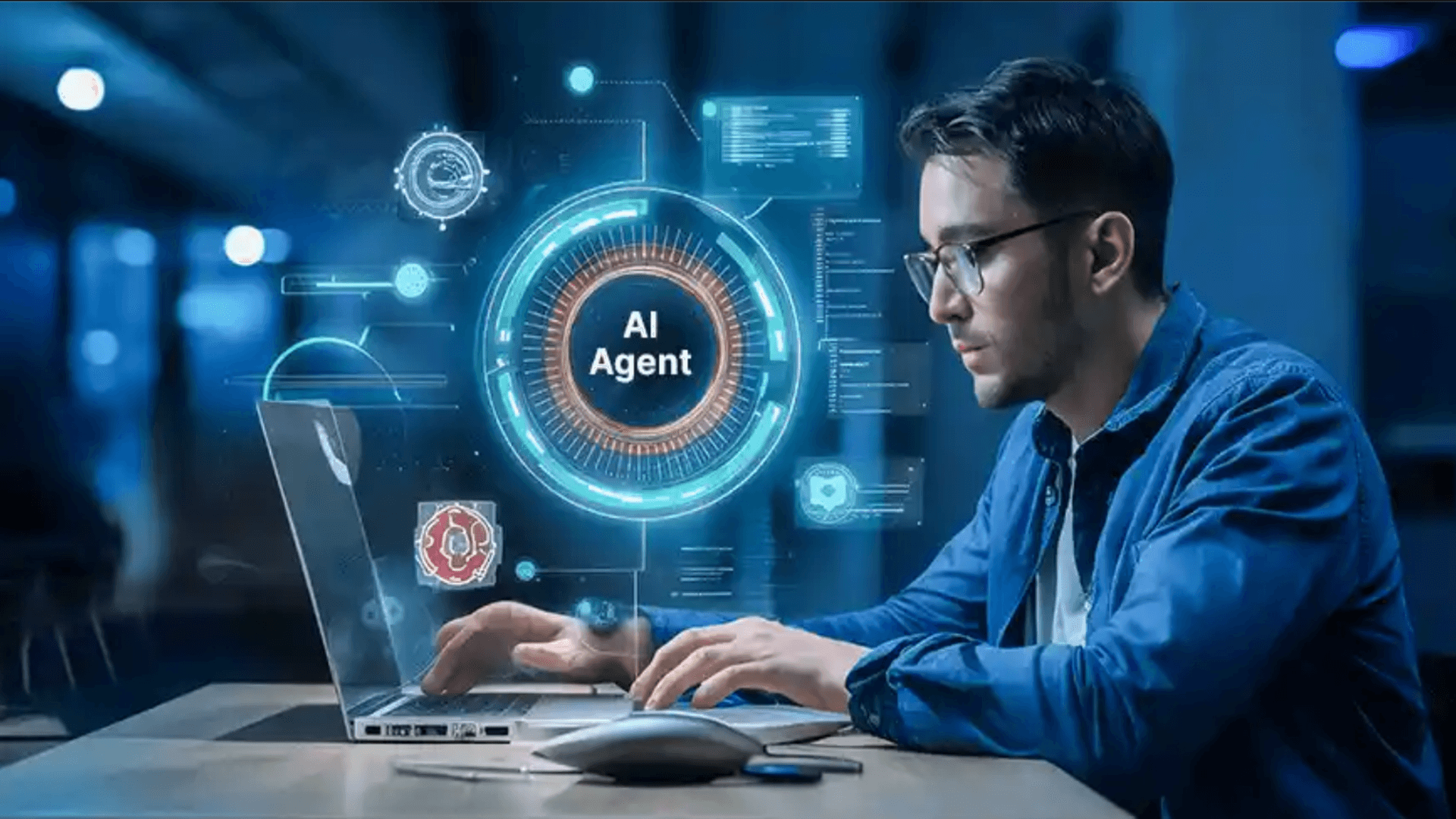 Abstract representation of AI agents interacting with a digital map interface.