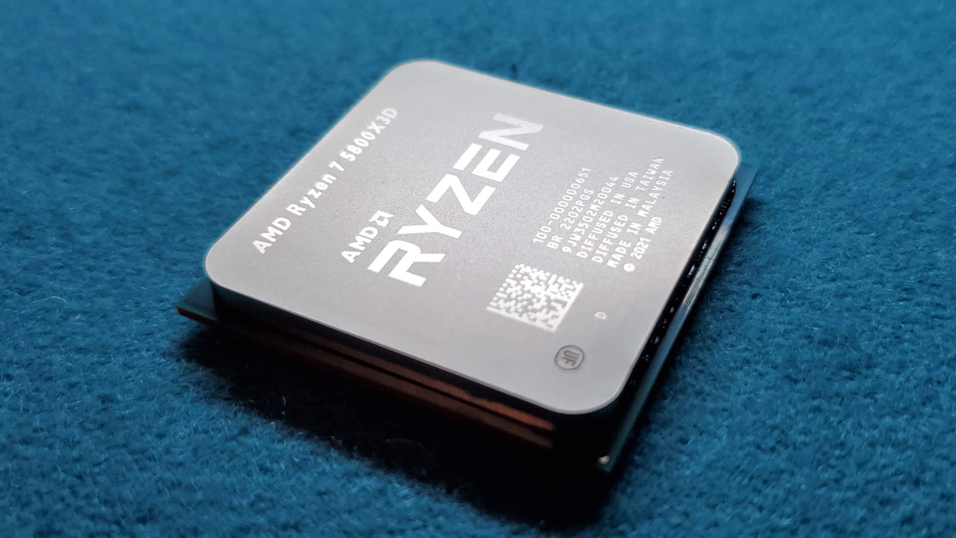 AMD Ryzen 7 5800X3D processor on a motherboard