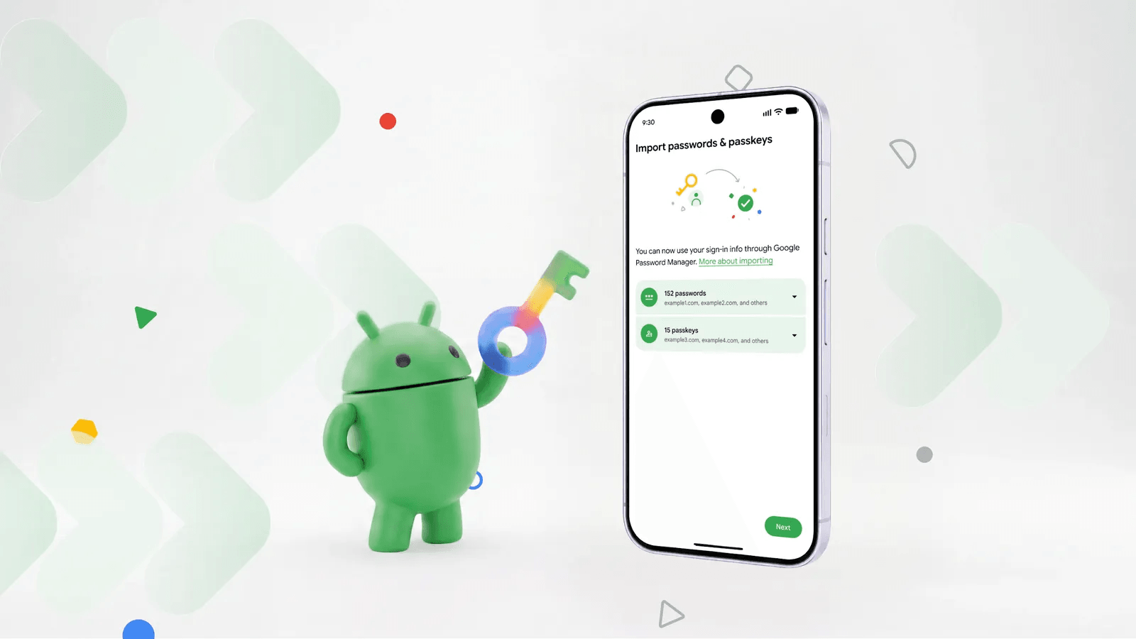Android-ის ეკრანი პაროლების მენეჯერის ლოგოებით