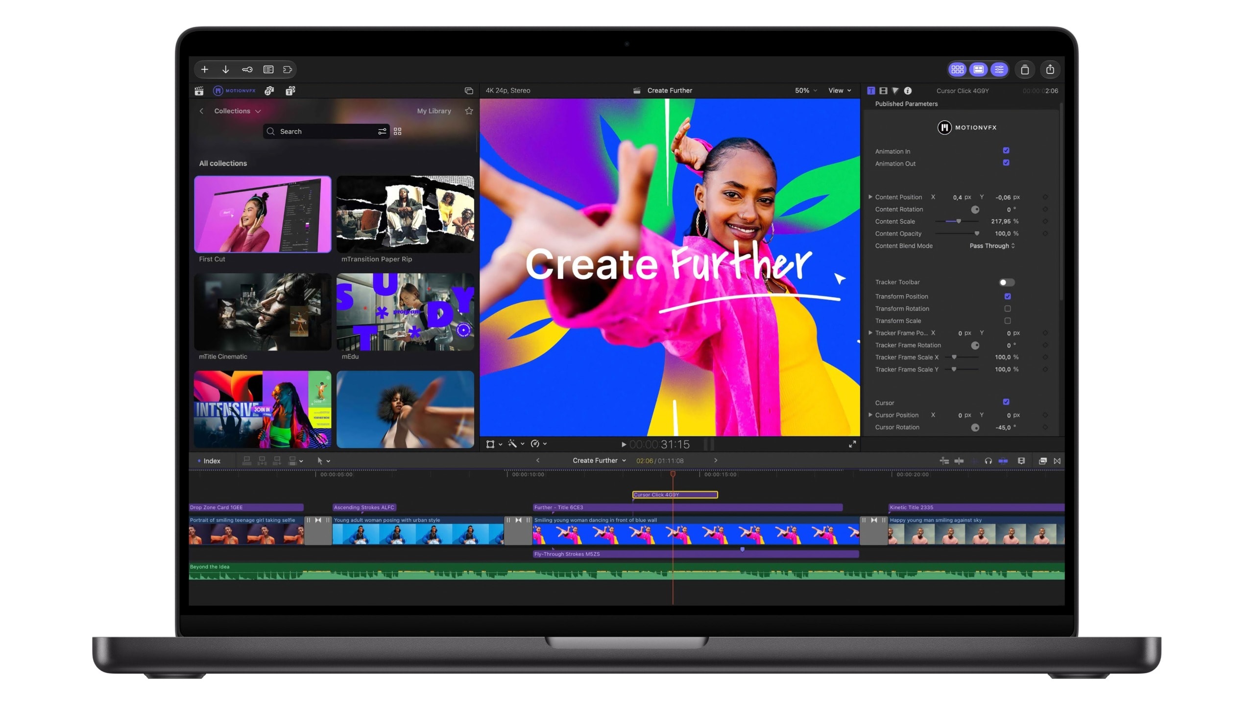 Apple Creator Studio software interface on a MacBook Pro