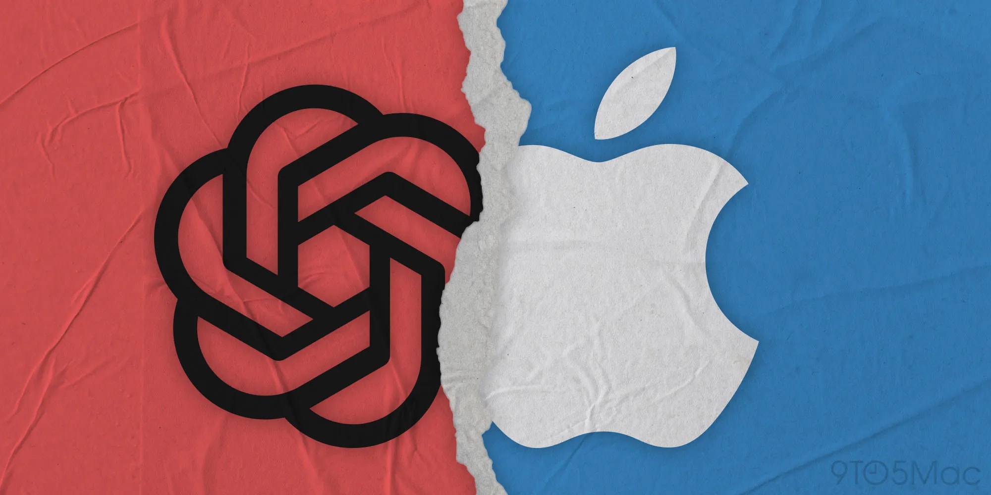 Apple-ისა და OpenAI-ს ლოგოები სასამართლო დარბაზის ფონზე