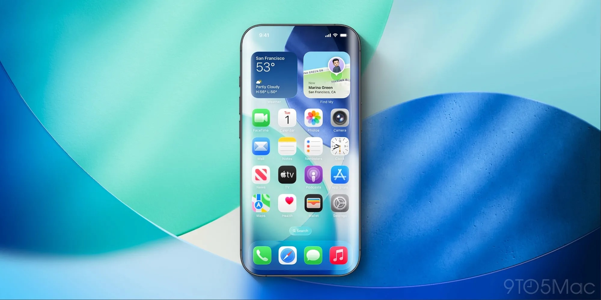 The Apple logo on a sleek, modern background.