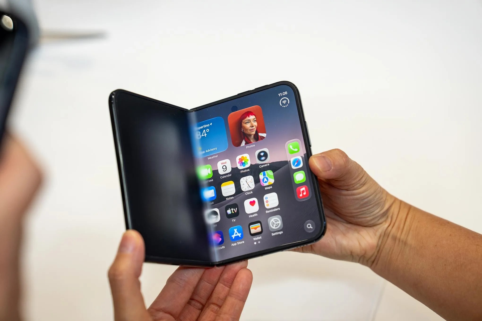 The new Apple iPhone Duo foldable smartphone in an open position.
