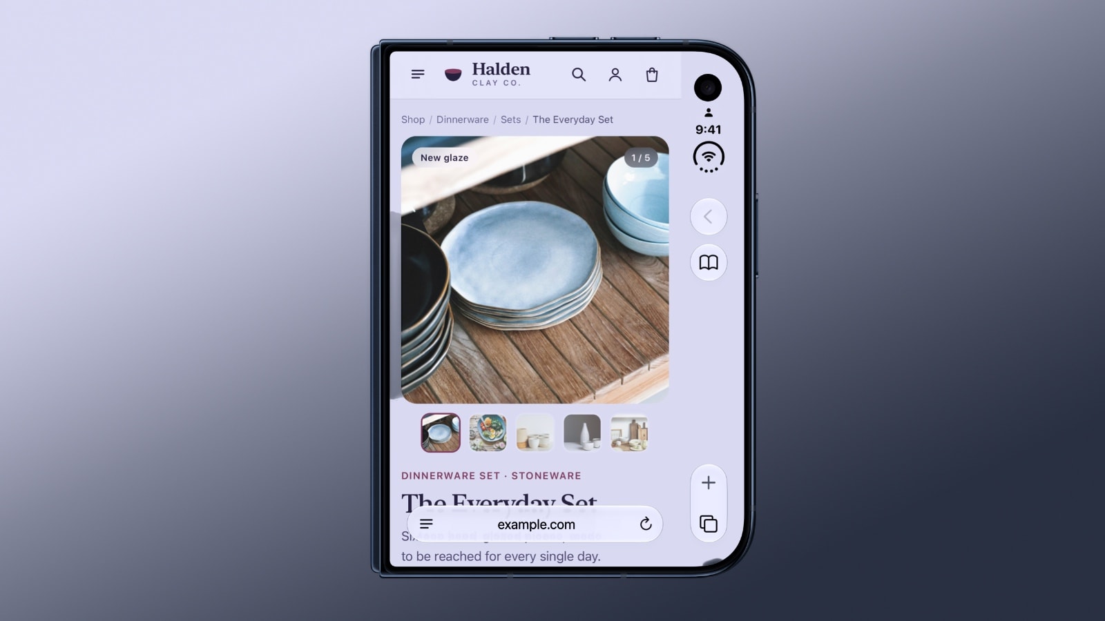 iPhone Duo device displaying a web page in Safari
