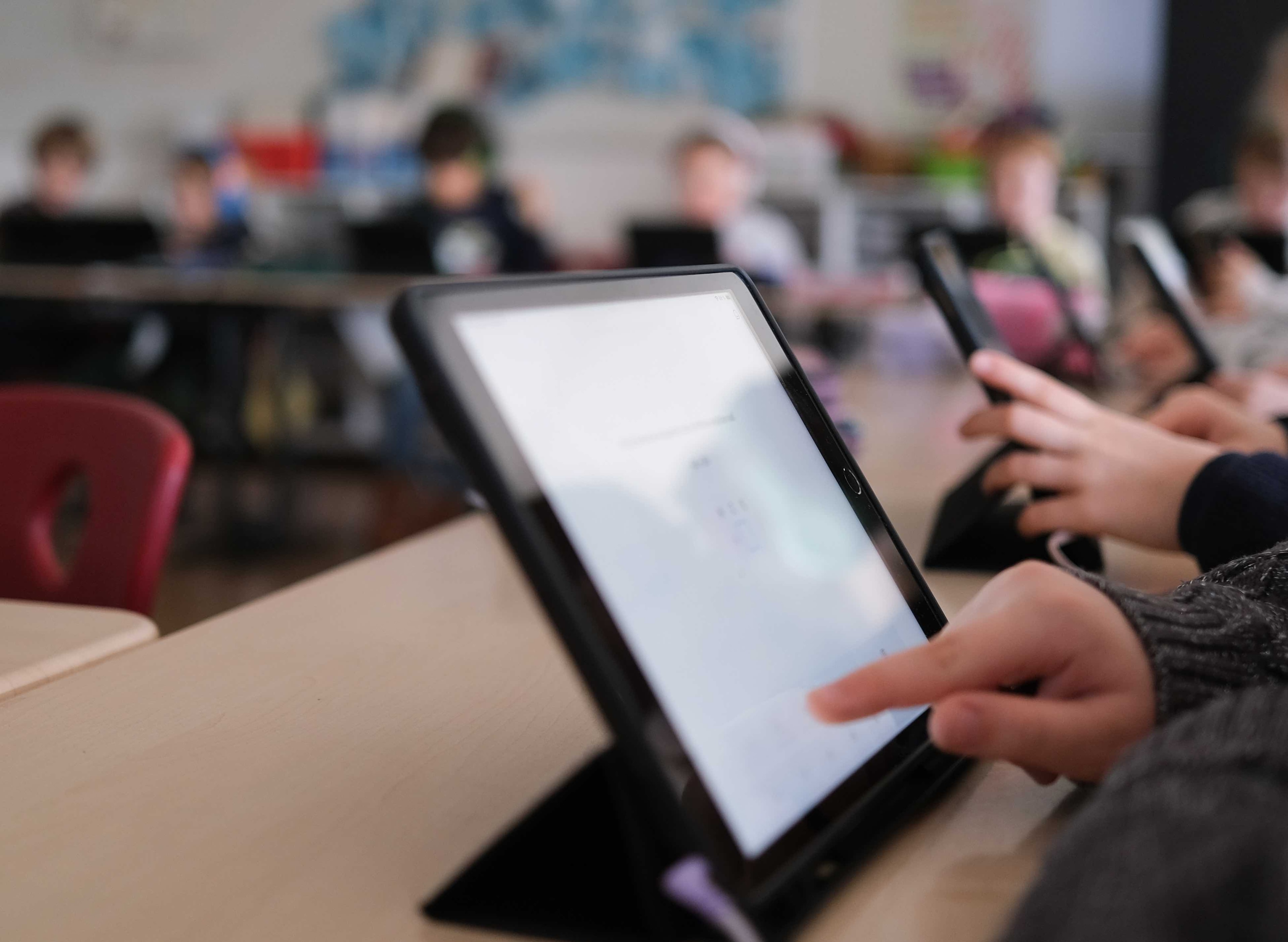 A digital illustration representing connectivity in a school environment.