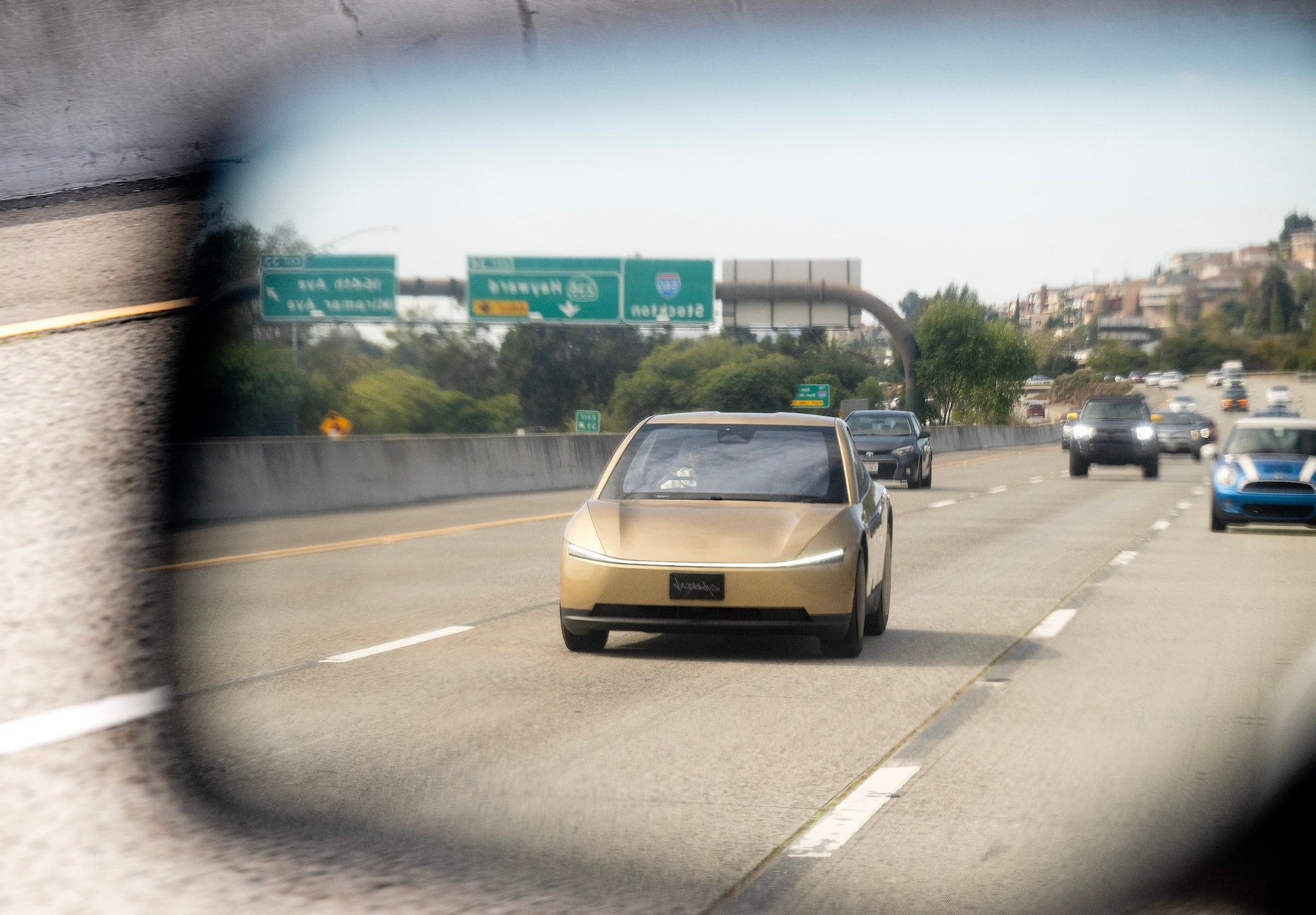 An autonomous vehicle on a city street