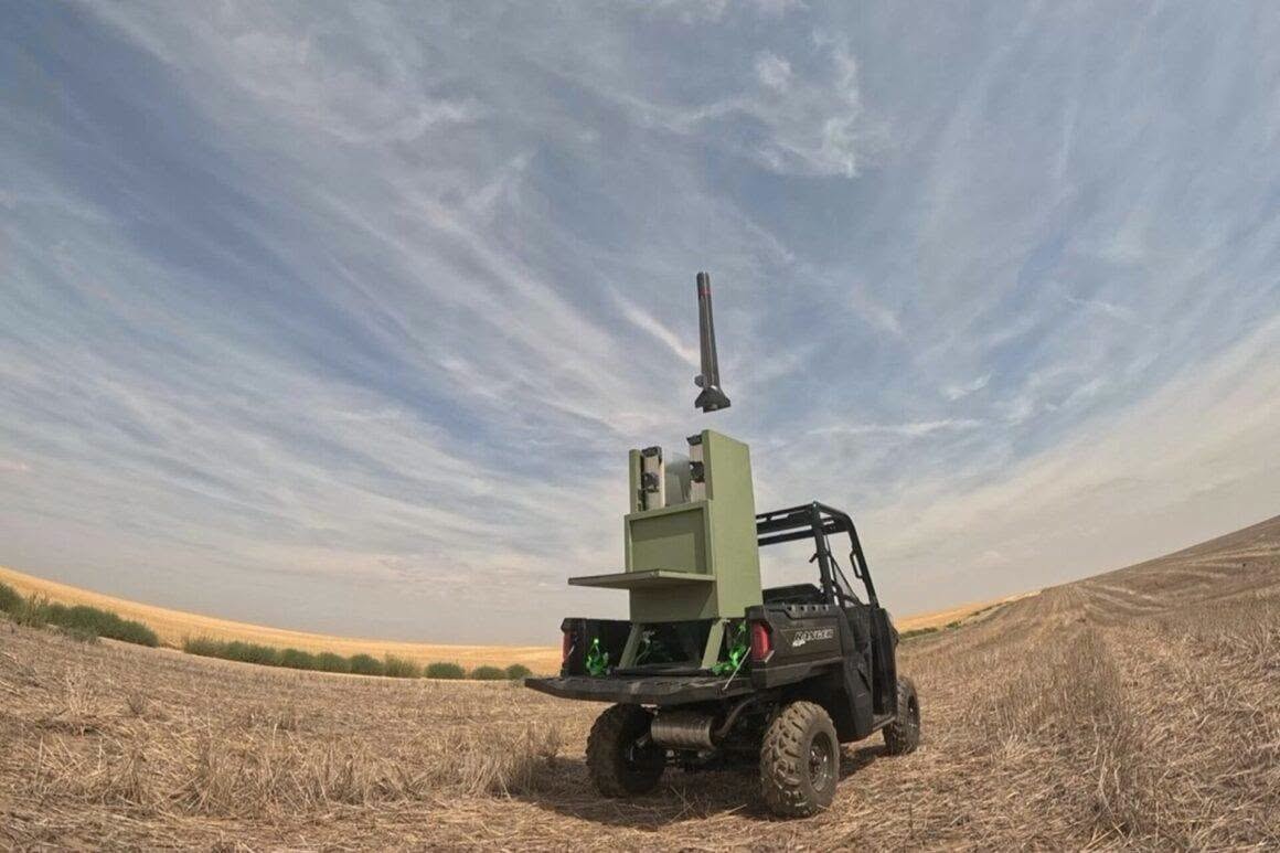 Hellhound S3 drone being launched from a military vehicle