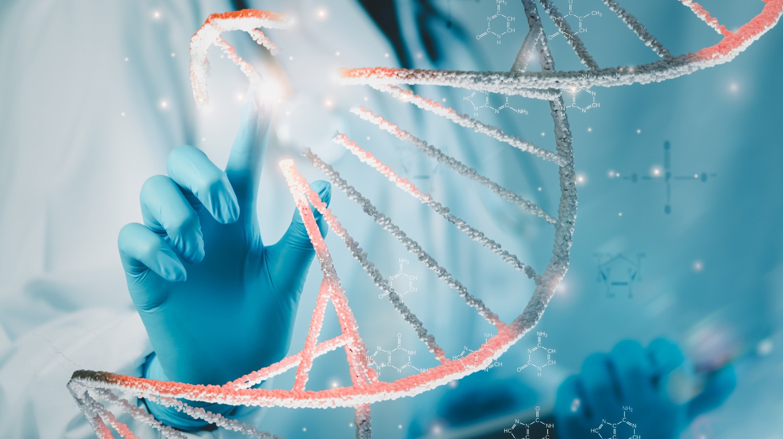 A conceptual representation of AI technology and biological research.