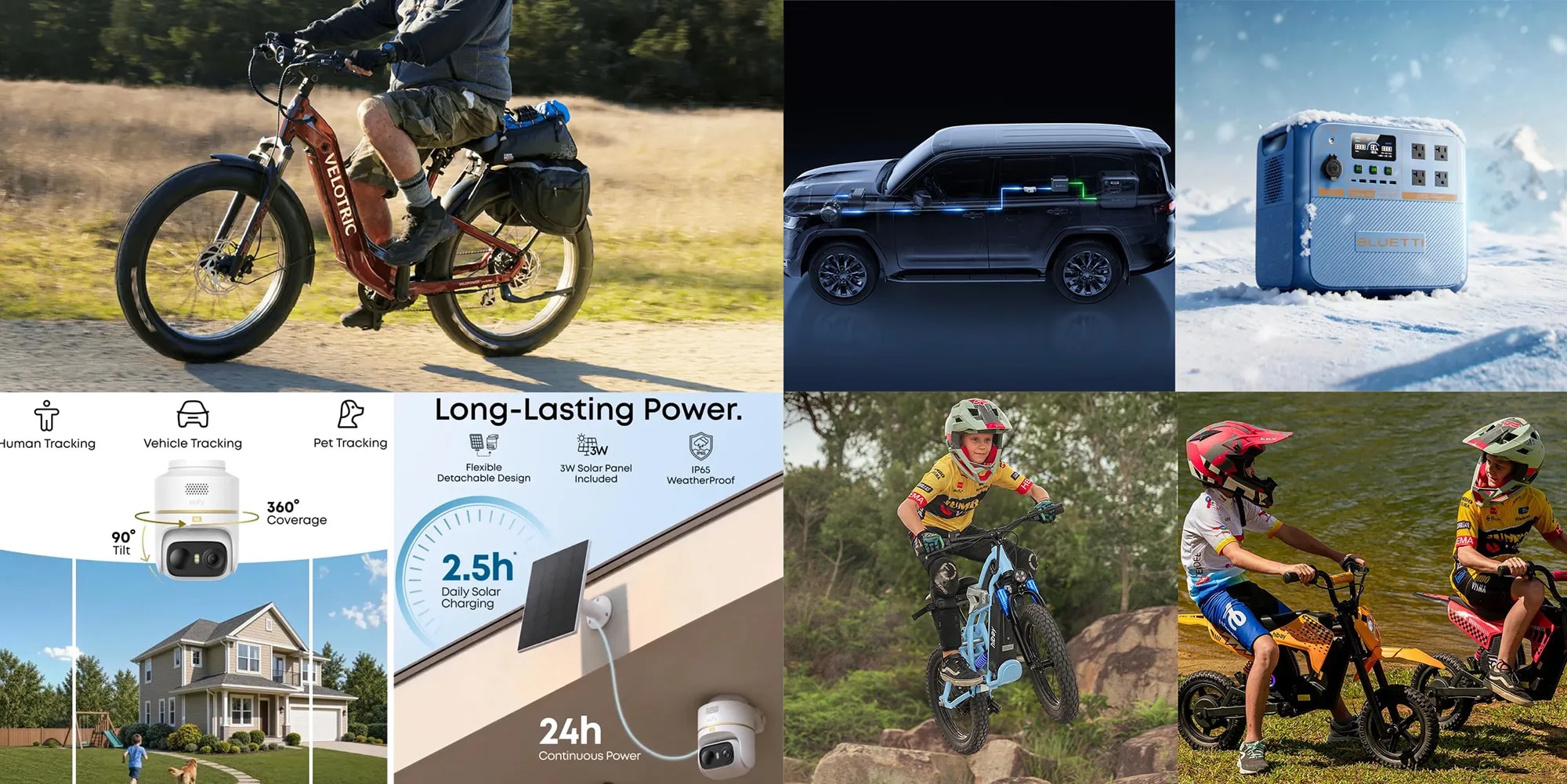 A selection of smart home devices and electric transport equipment.