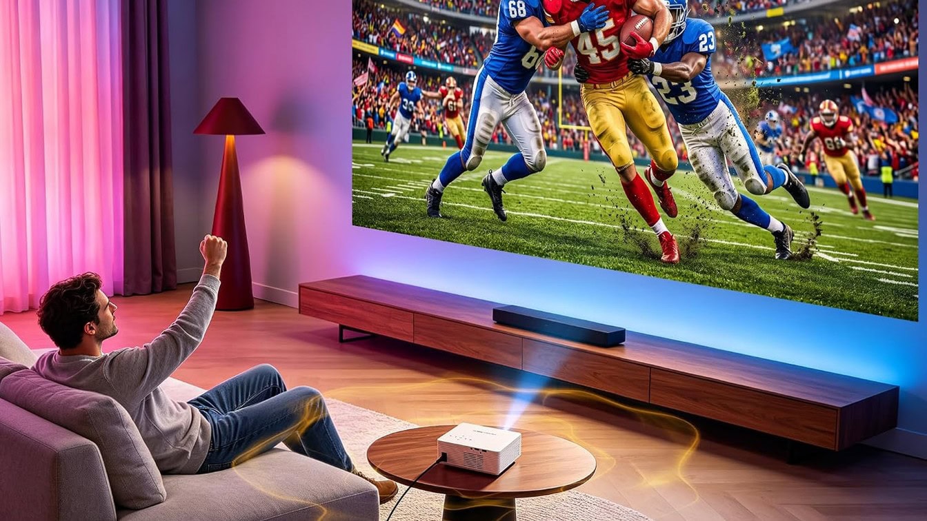 ELEPHAS Roku TV projector on a table