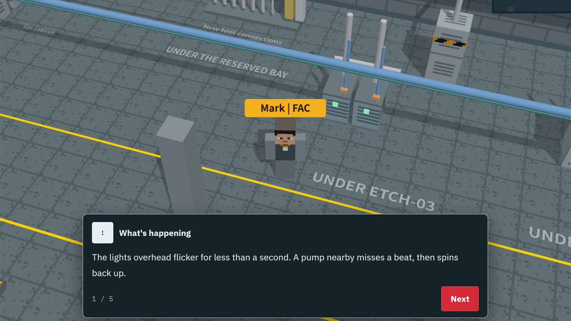 A 3D interface of the Fab24hr semiconductor factory simulator