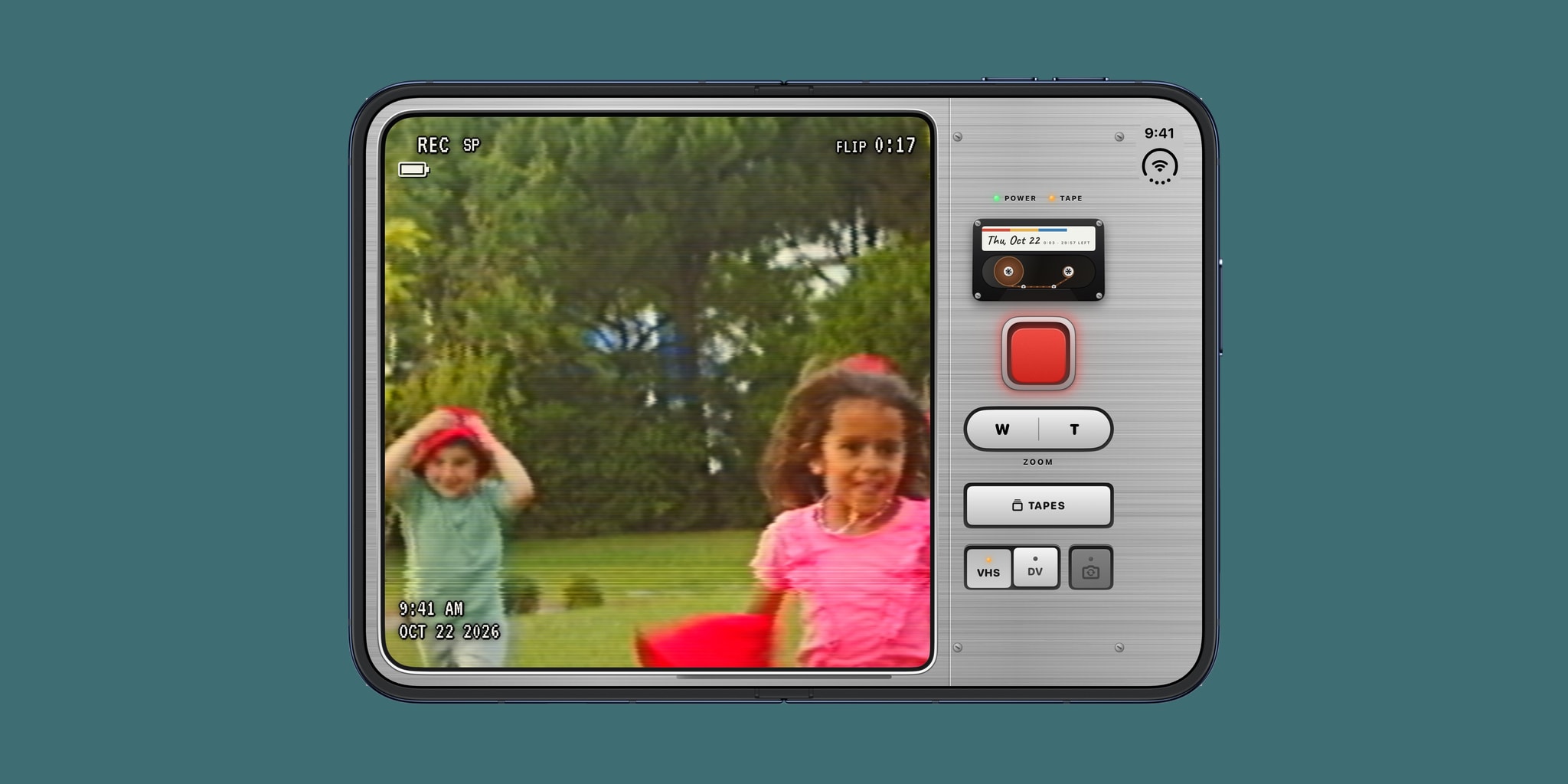 Flipcorder აპლიკაციის ინტერფეისი iPhone-ზე