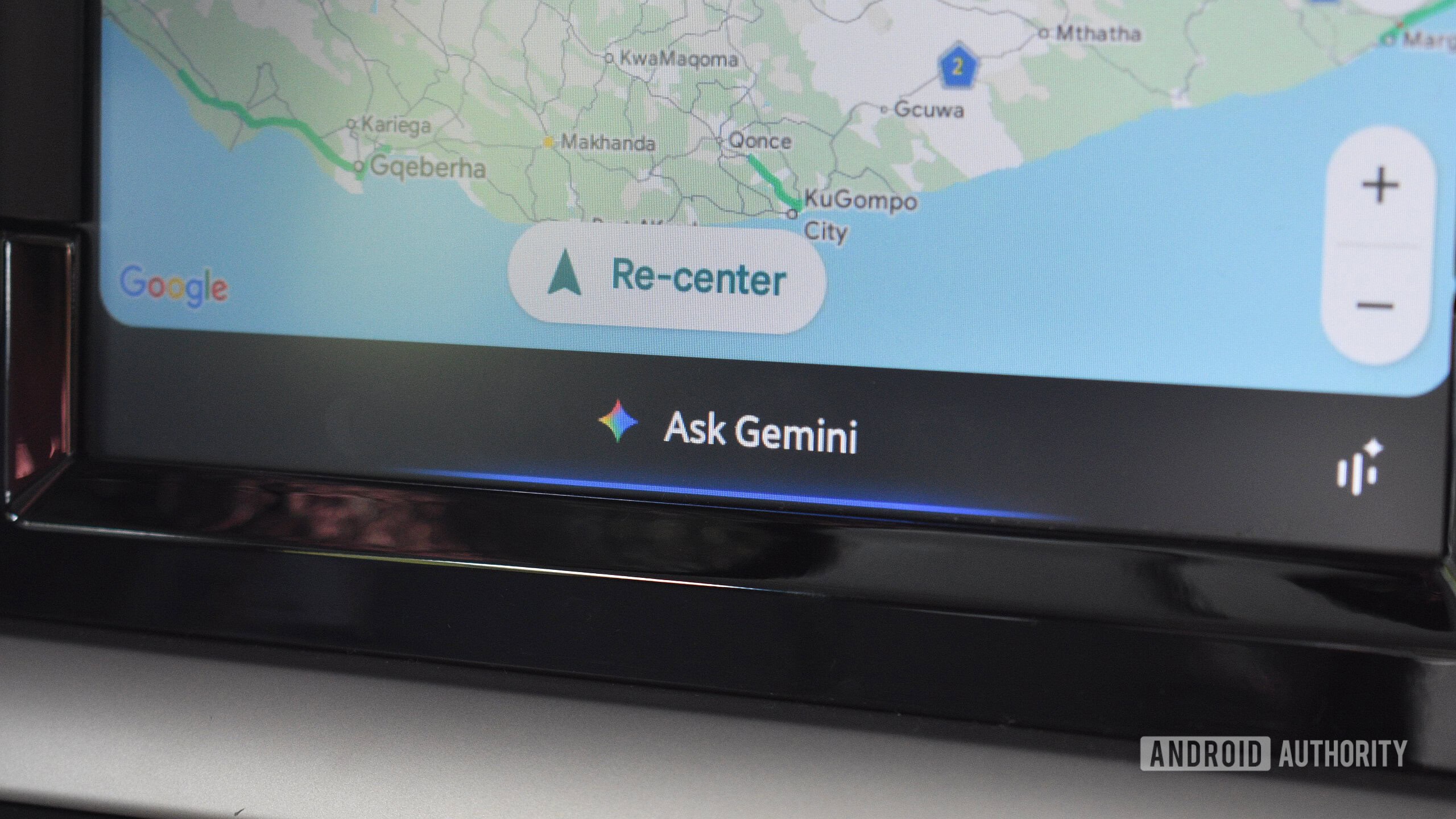 Gemini-ს ლოგო Android Auto-ს ინტერფეისზე