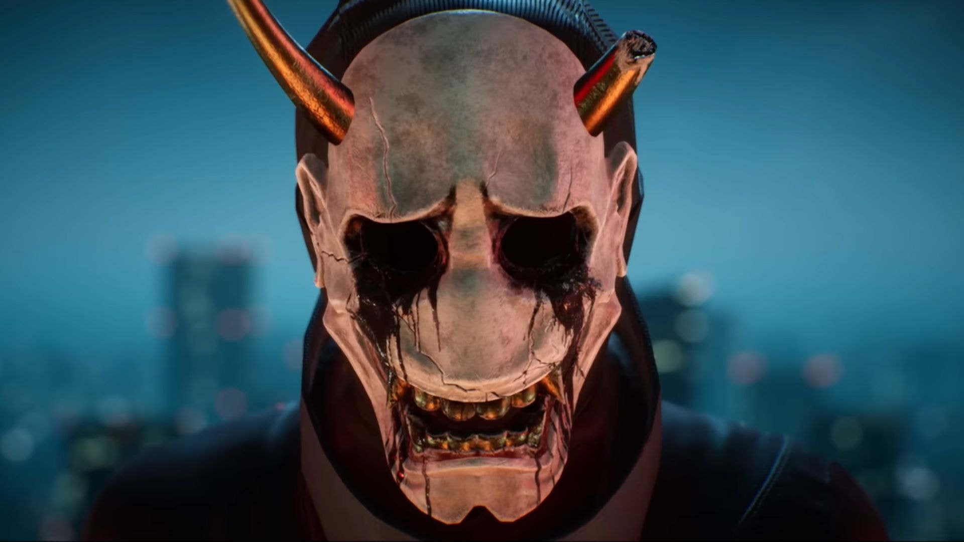 Ghostwire: Tokyo game art featuring the protagonist in a neon-lit Tokyo setting.