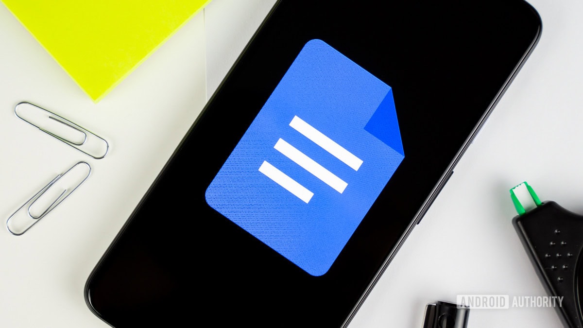 Google Docs interface on a mobile device