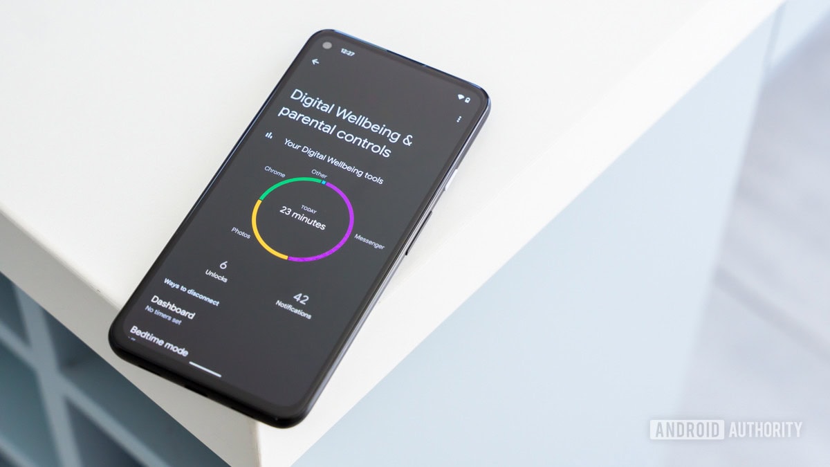 A smartphone screen displaying a digital wellbeing notification