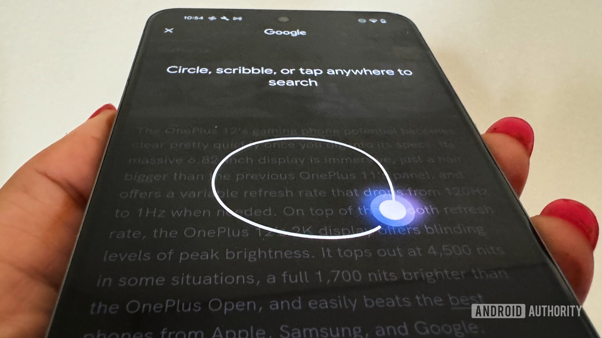A smartphone displaying Google search interface for security verification
