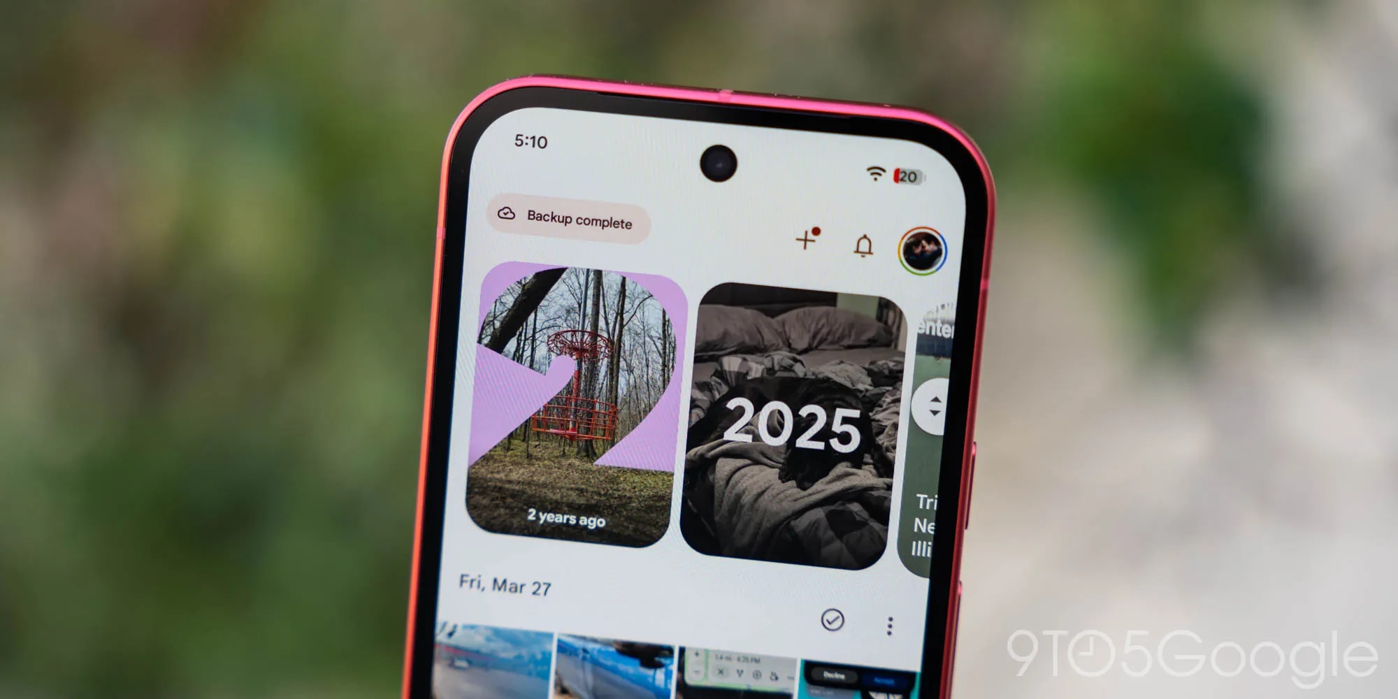 The updated Google Photos Collections tab interface on an Android smartphone.