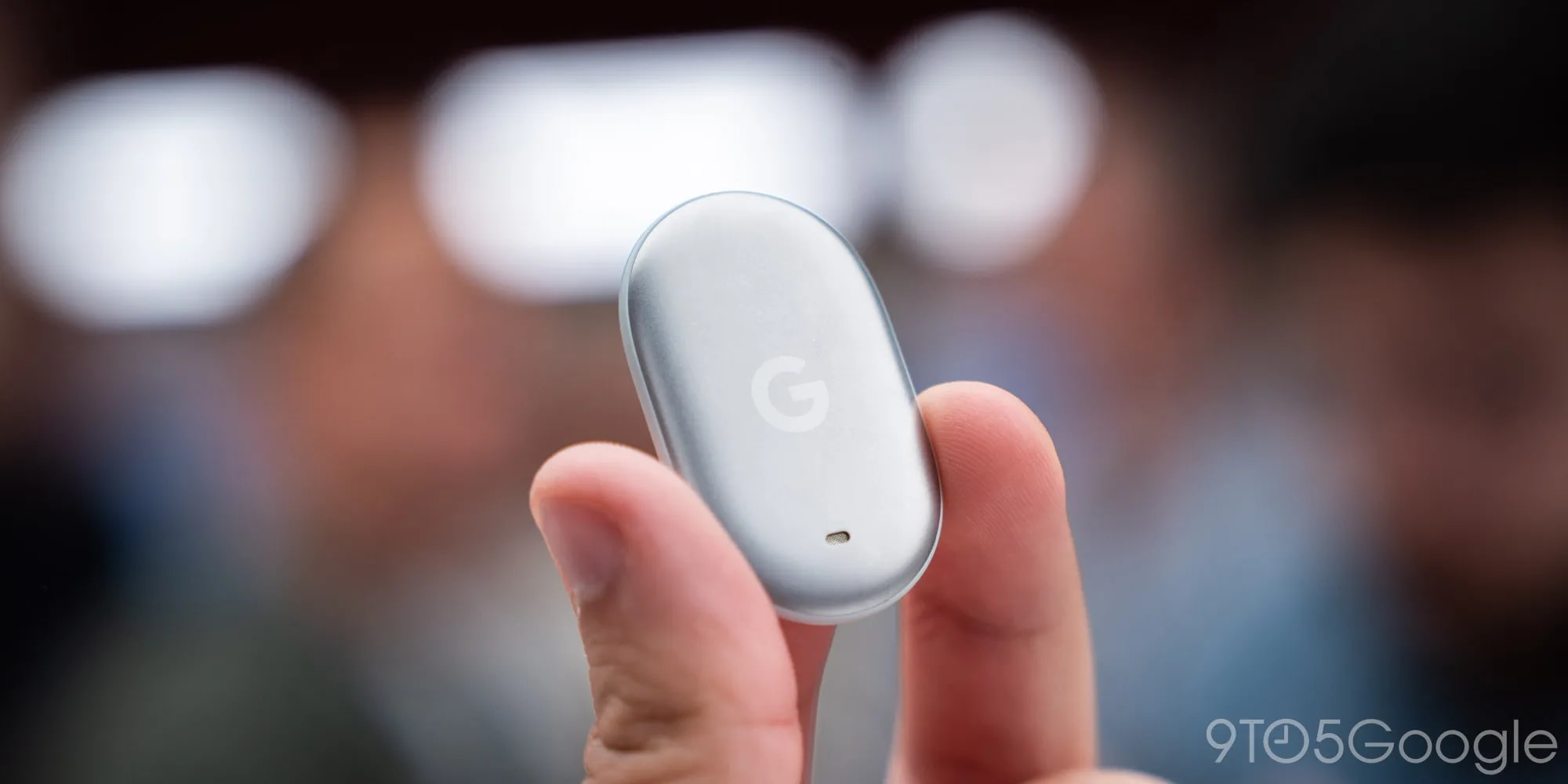 Illustration of the Google Pixel Tag tracking device working with the Find Hub app
