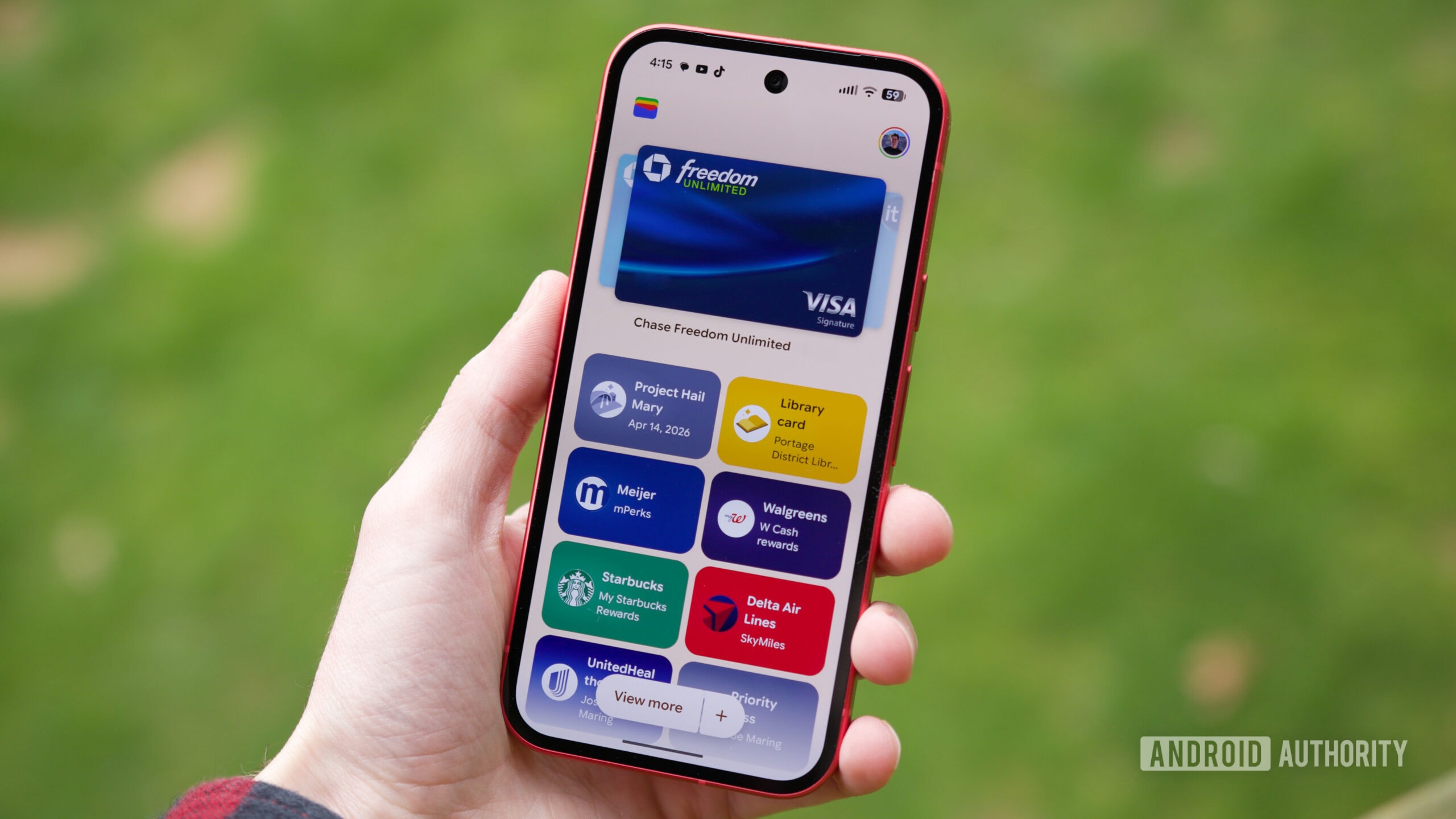 Google Wallet app interface on a smartphone screen