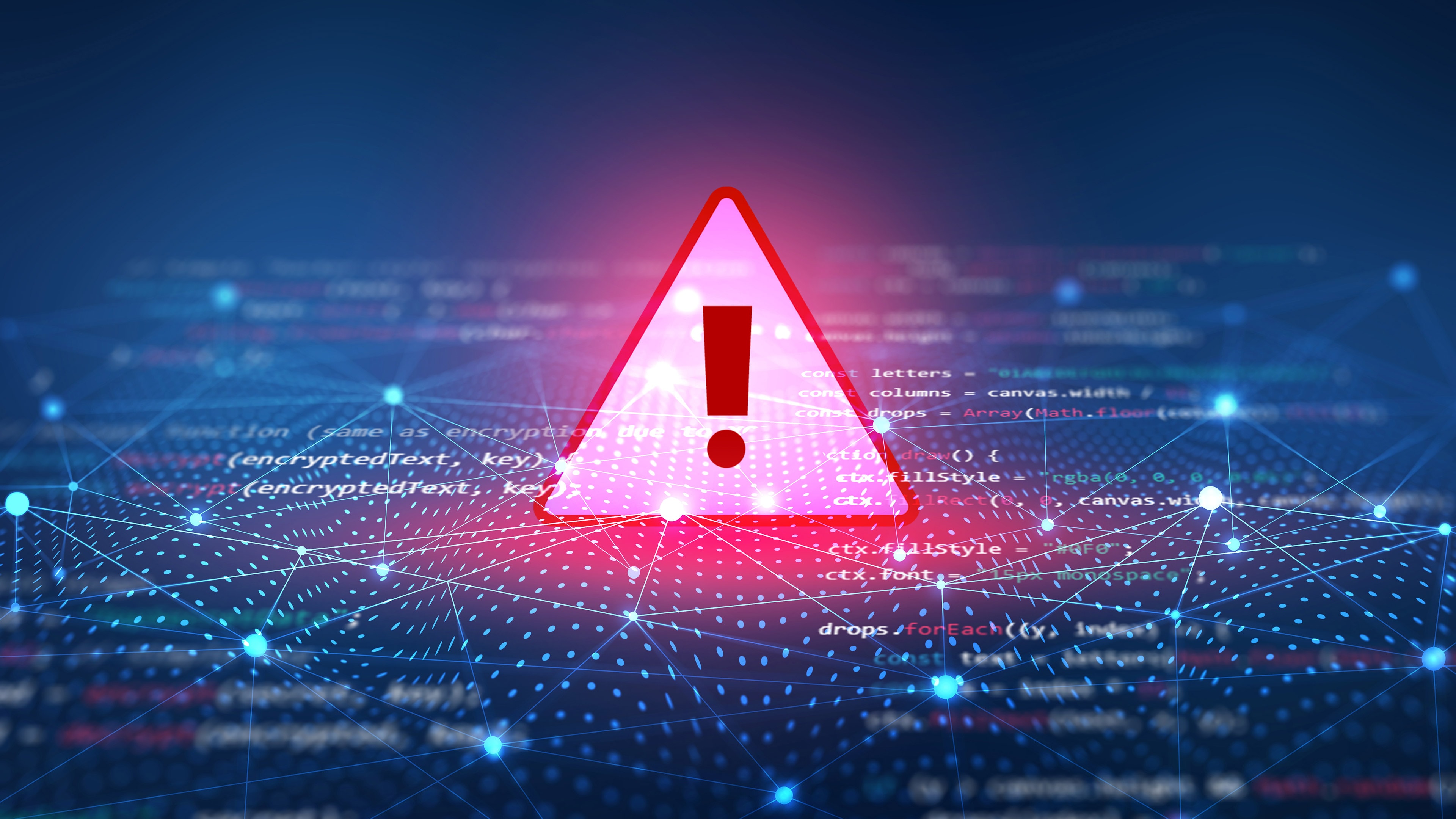 Cybersecurity concept image showing digital threats