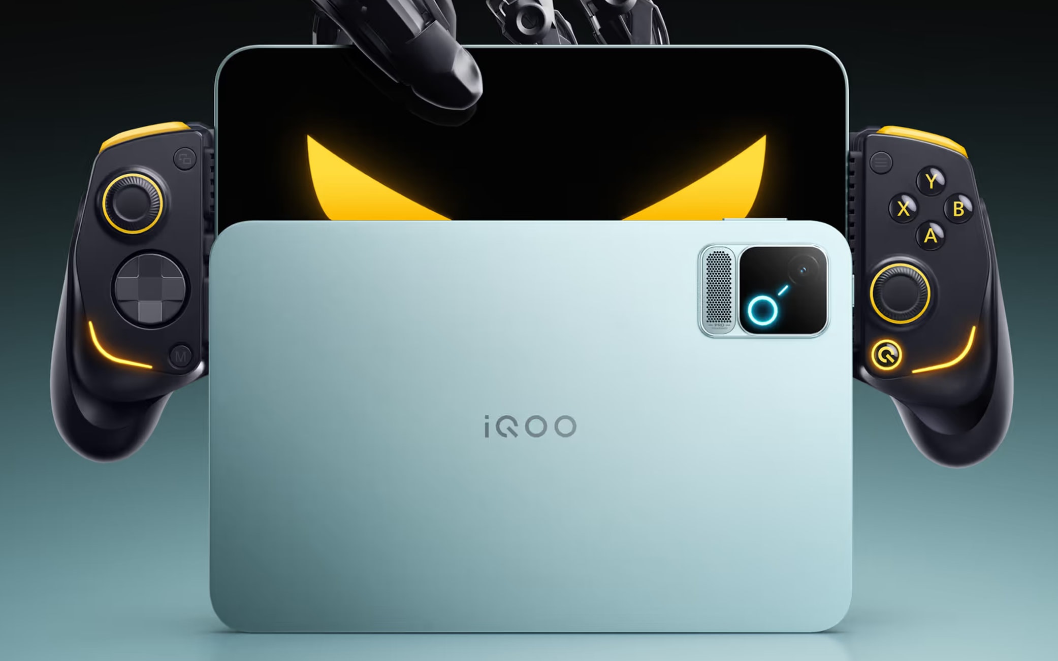 The iQOO Pad Pro 8.8 gaming tablet shown in a sleek metal design.
