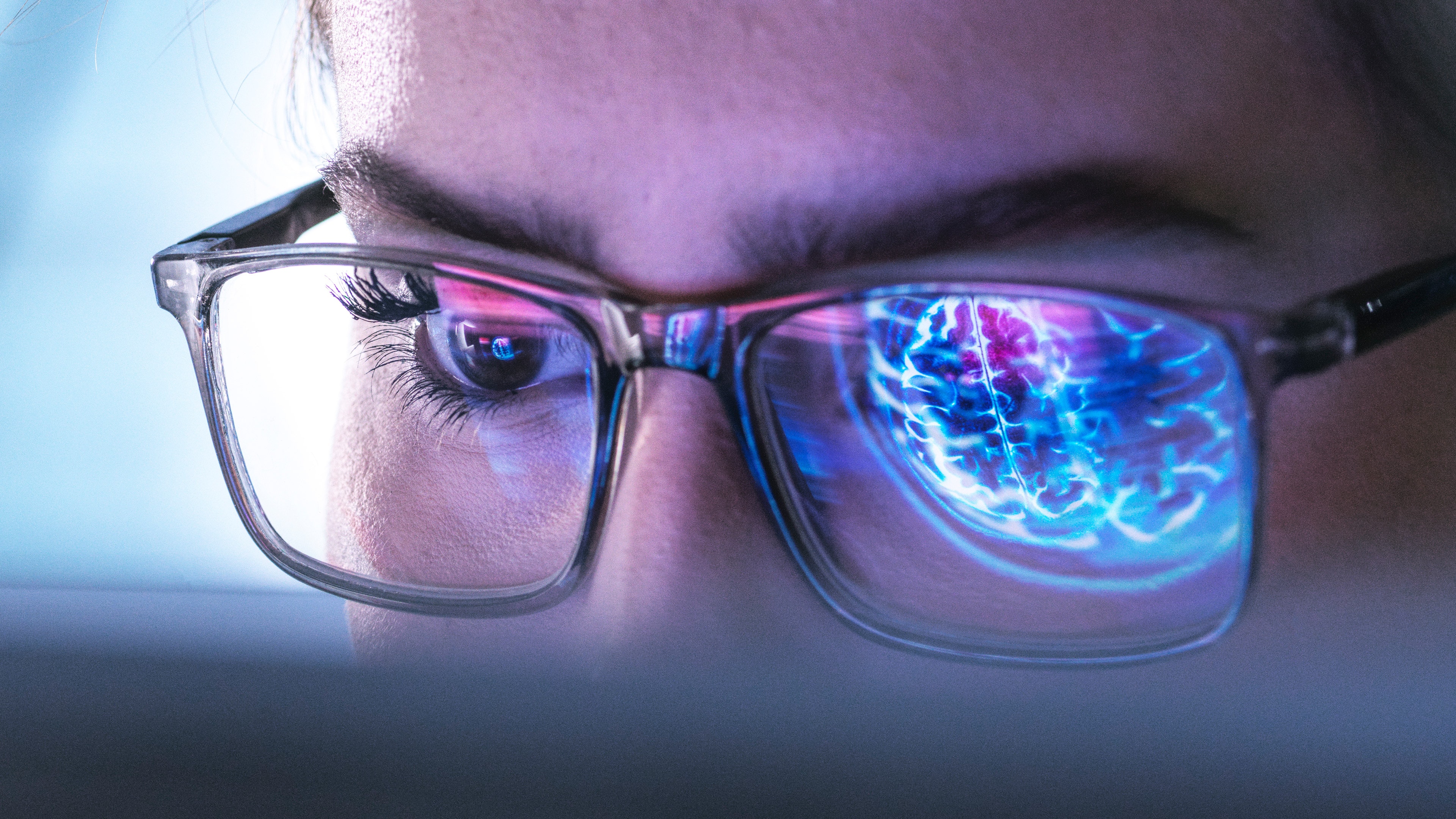 A digital illustration representing artificial intelligence connecting human knowledge within a corporate structure.