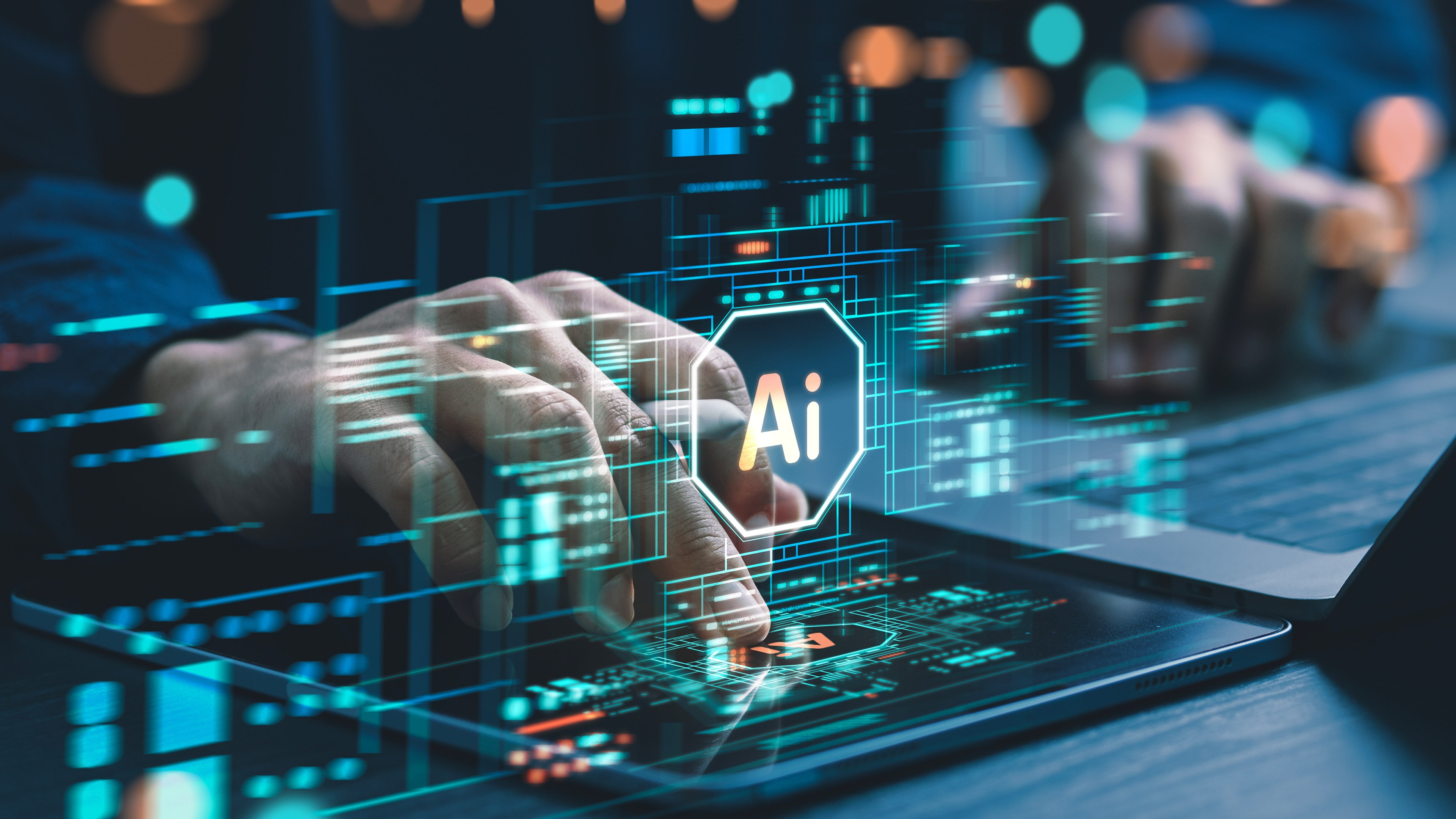 A digital representation of financial charts integrated with artificial intelligence elements.