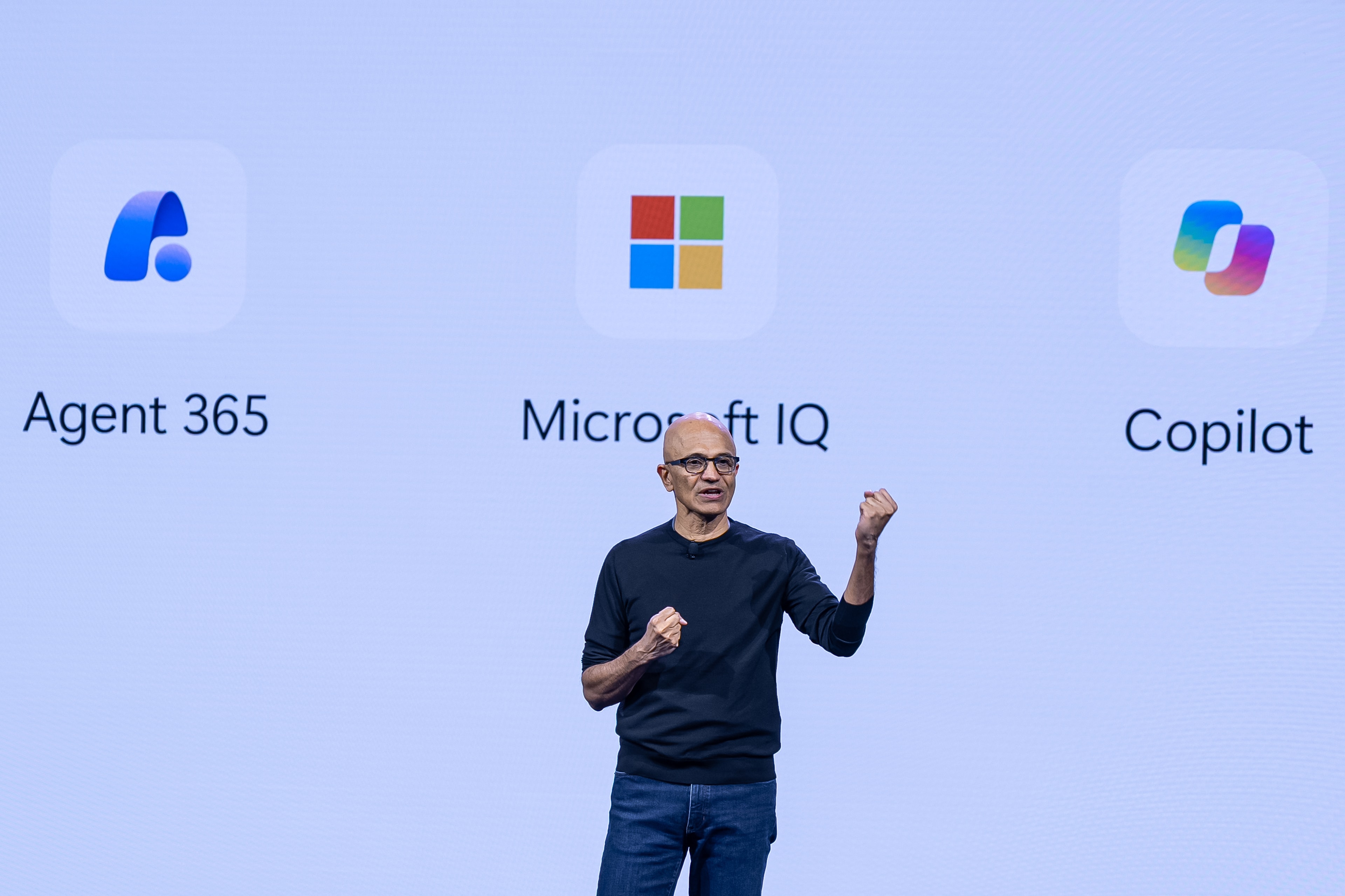 Microsoft corporate logo displayed on a digital screen