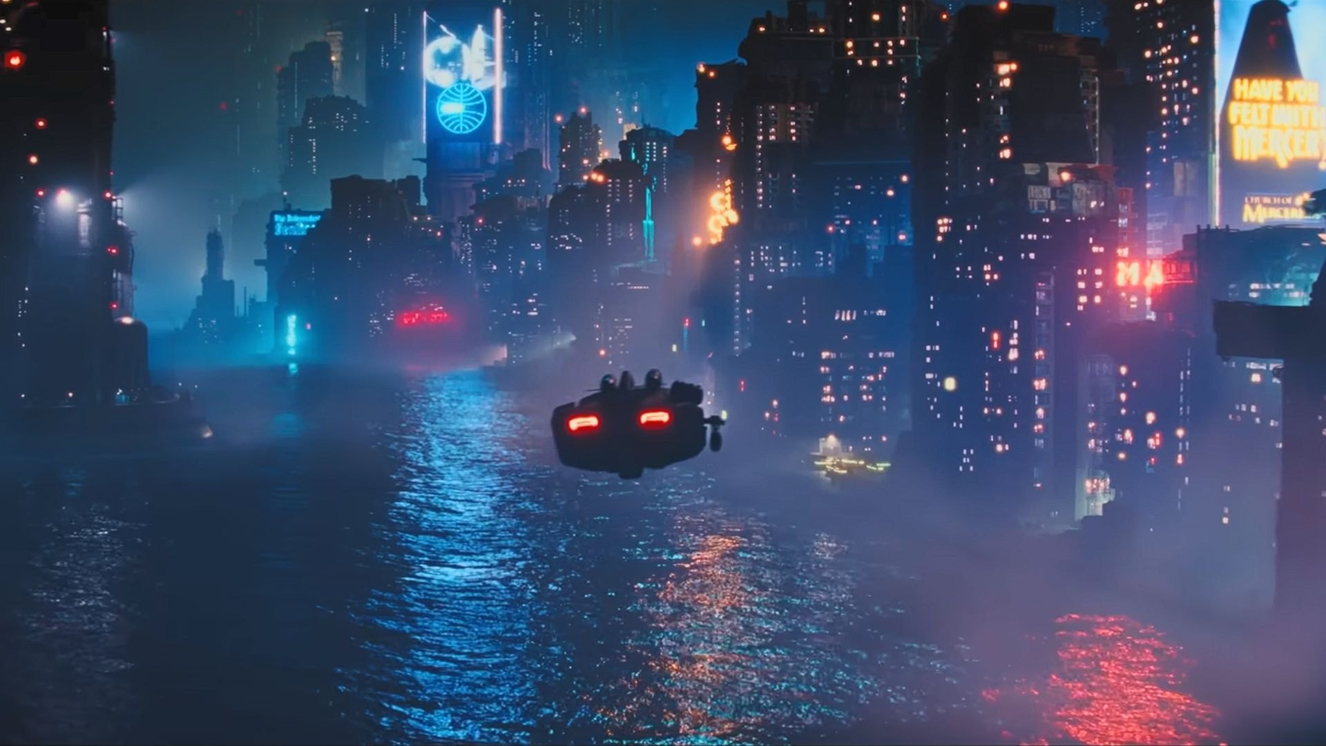 Blade Runner 2099-ის სცენა კოსმოსური ხომალდითა და ფუტურისტული ქალაქით