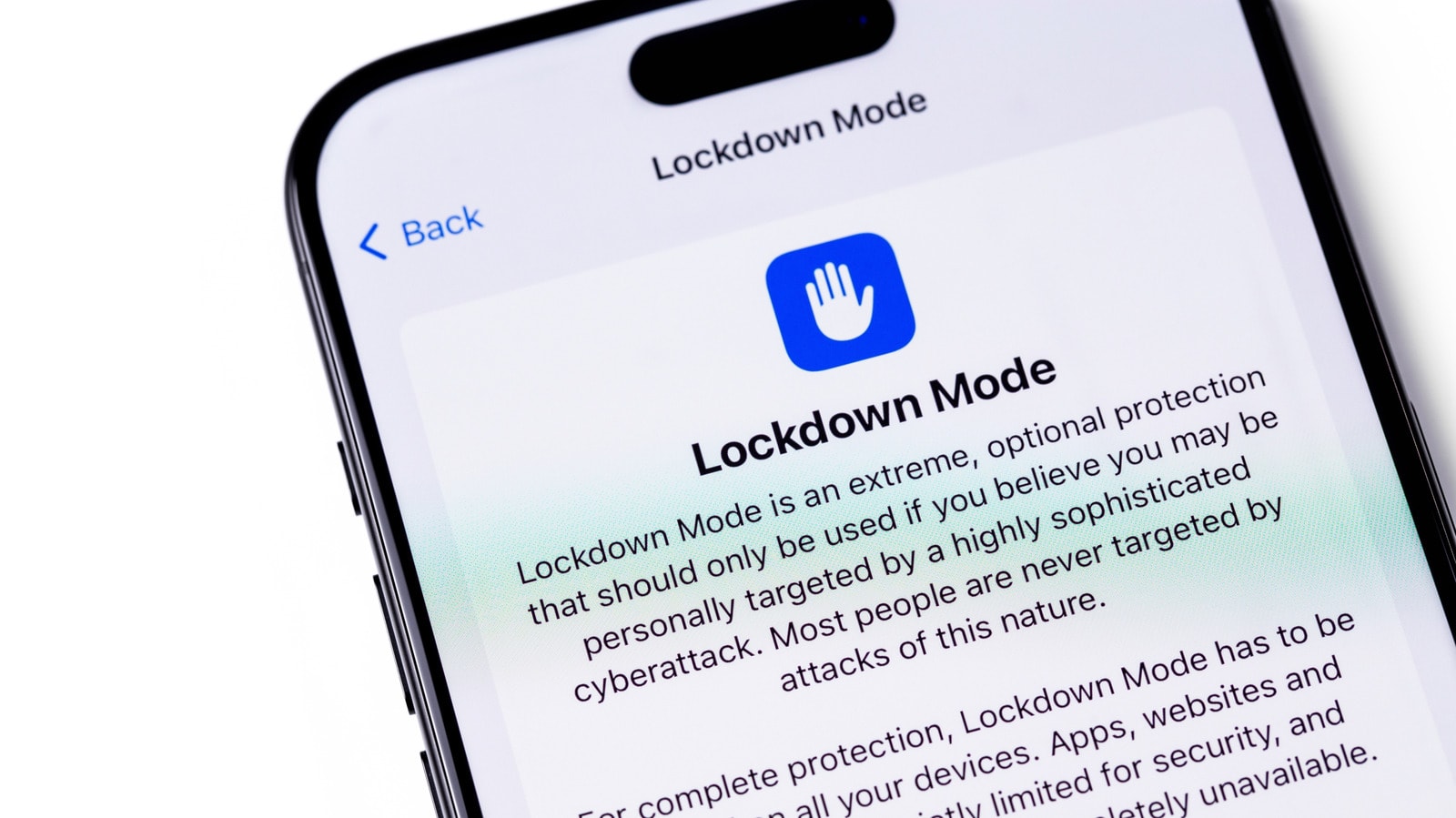 An iPhone displaying the security settings menu.
