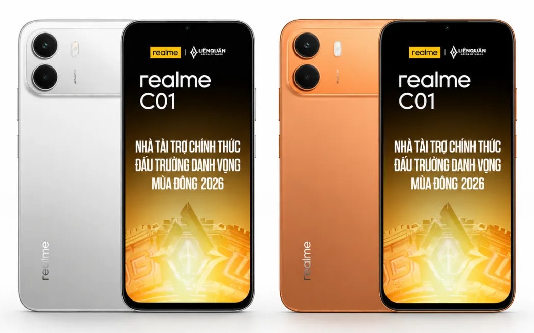 Realme C01 smartphone displayed in various colours