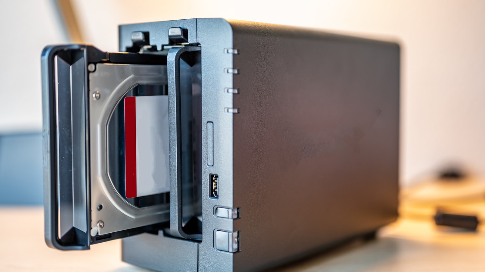 Old hard drives assembled into a storage array