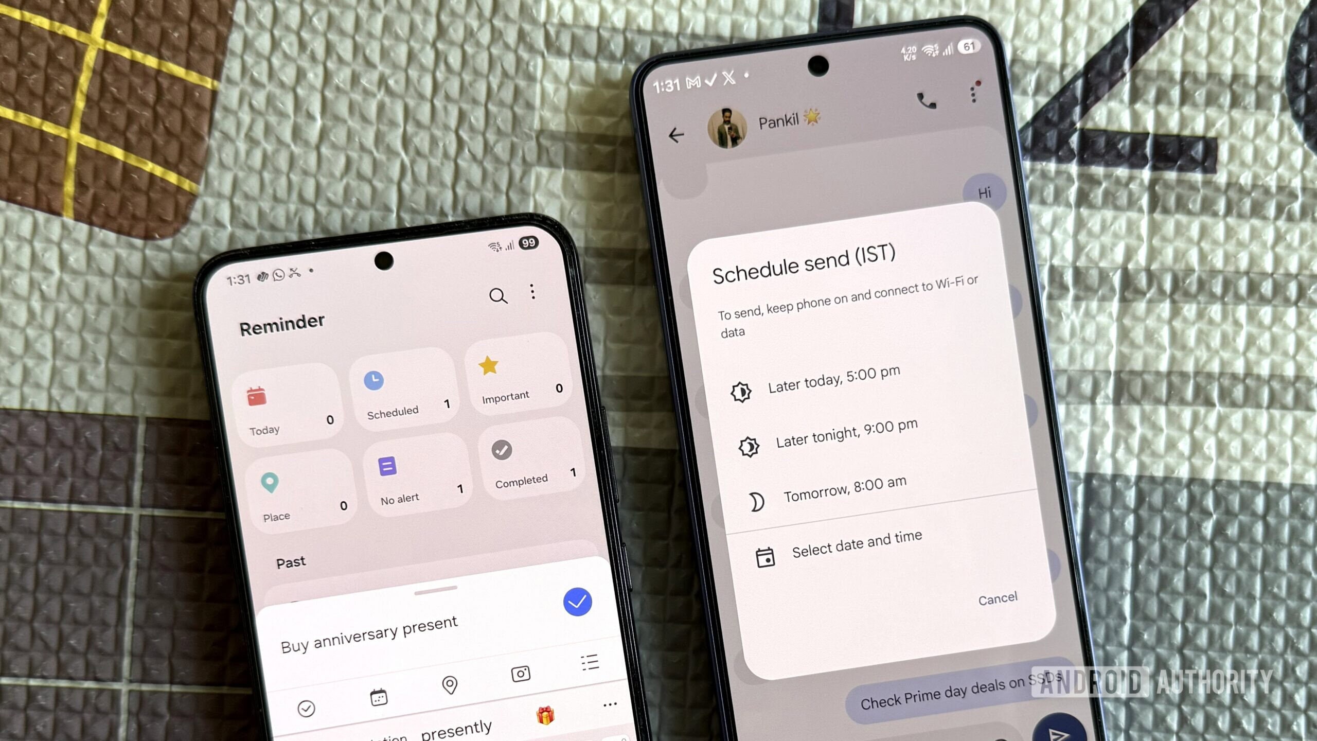 A smartphone screen displaying the Google Messages interface