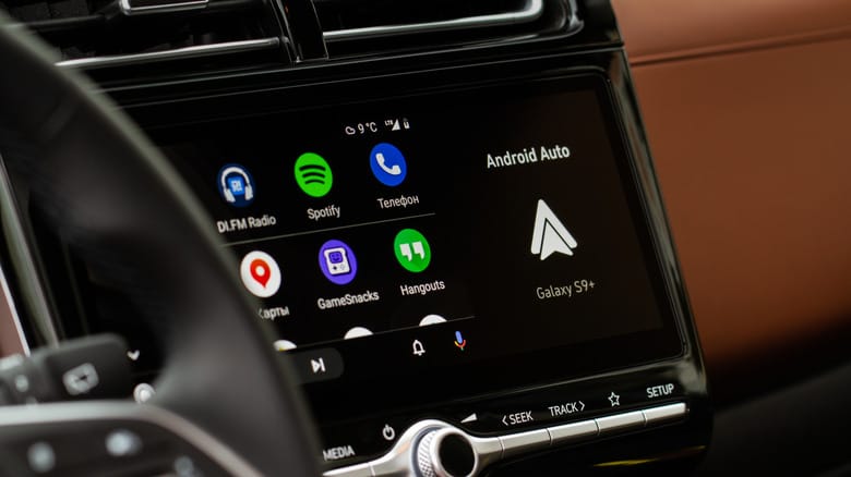 Car's display showing Android Auto apps.