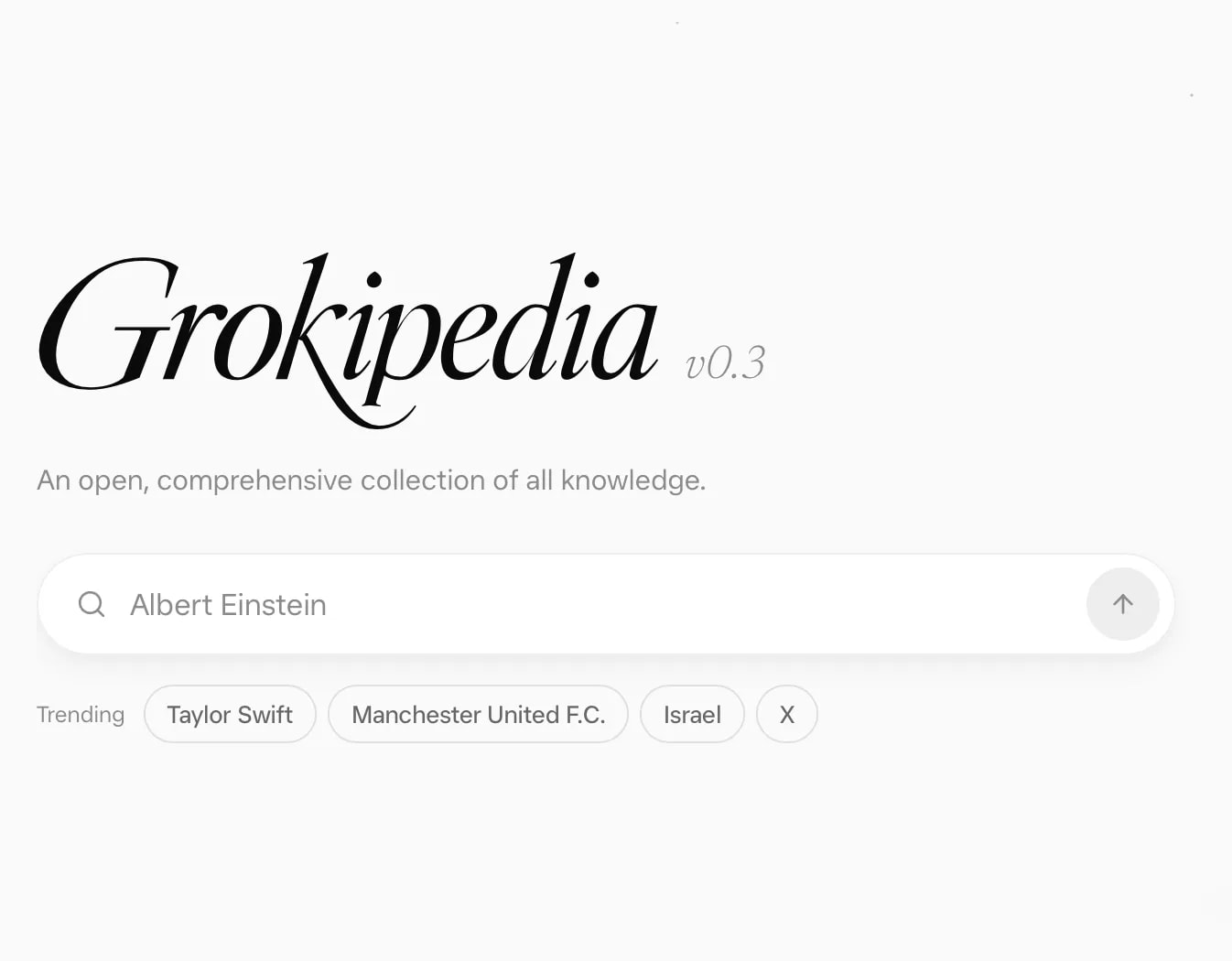 The updated Grokipedia interface showing new dynamic features and a 3D book model.
