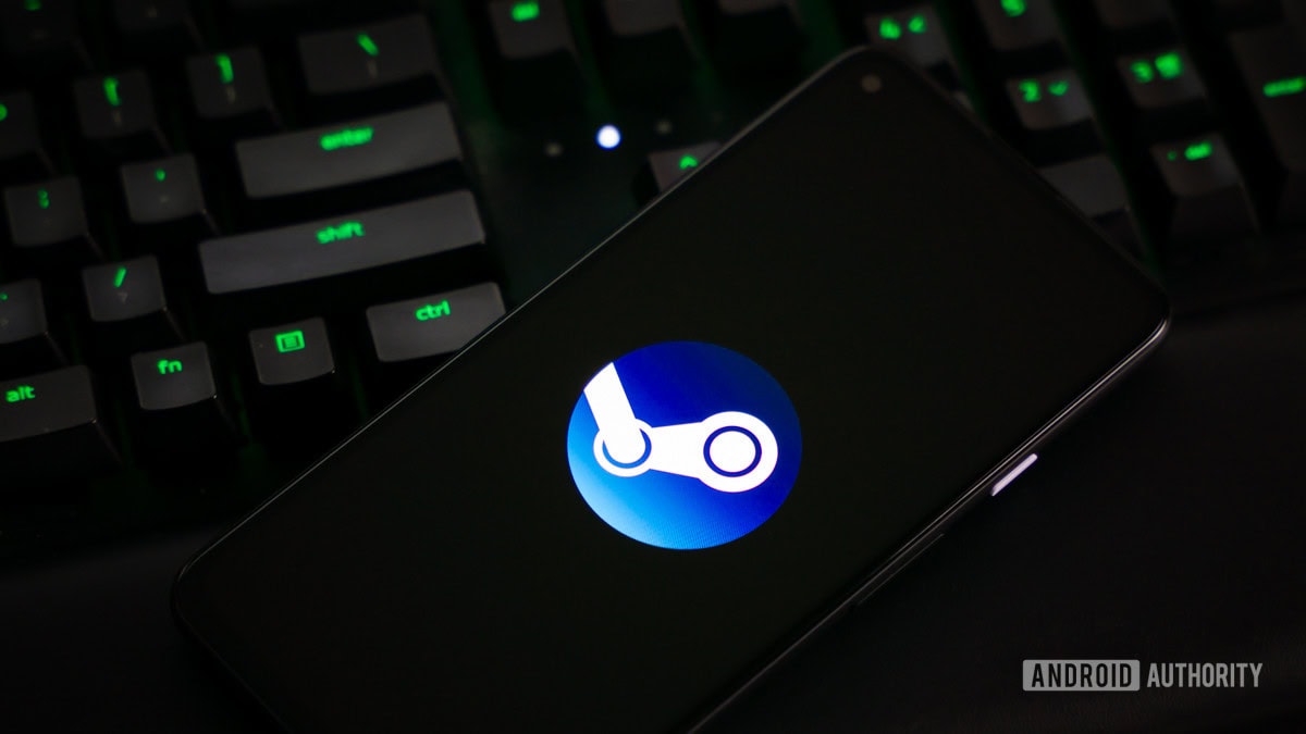 Steam logo on a computer screen
