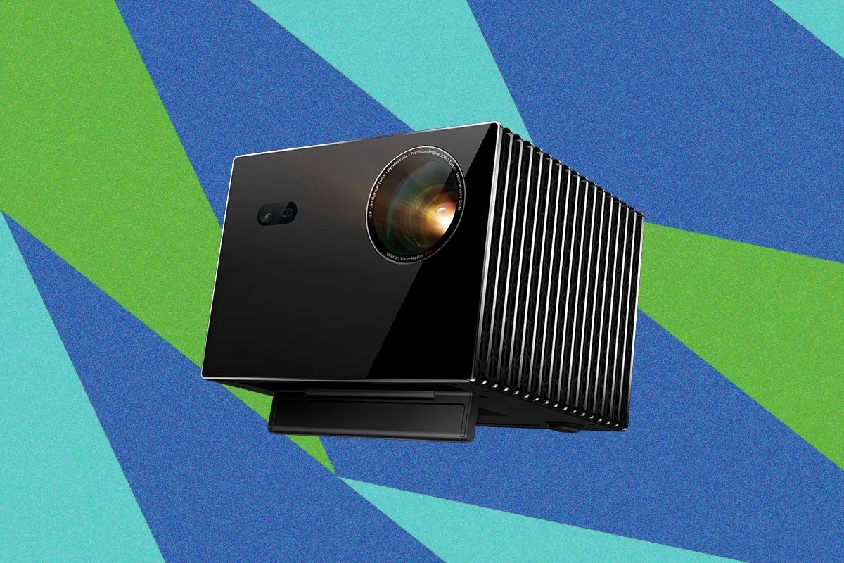 Valerion VisionMaster Max projector on a stand