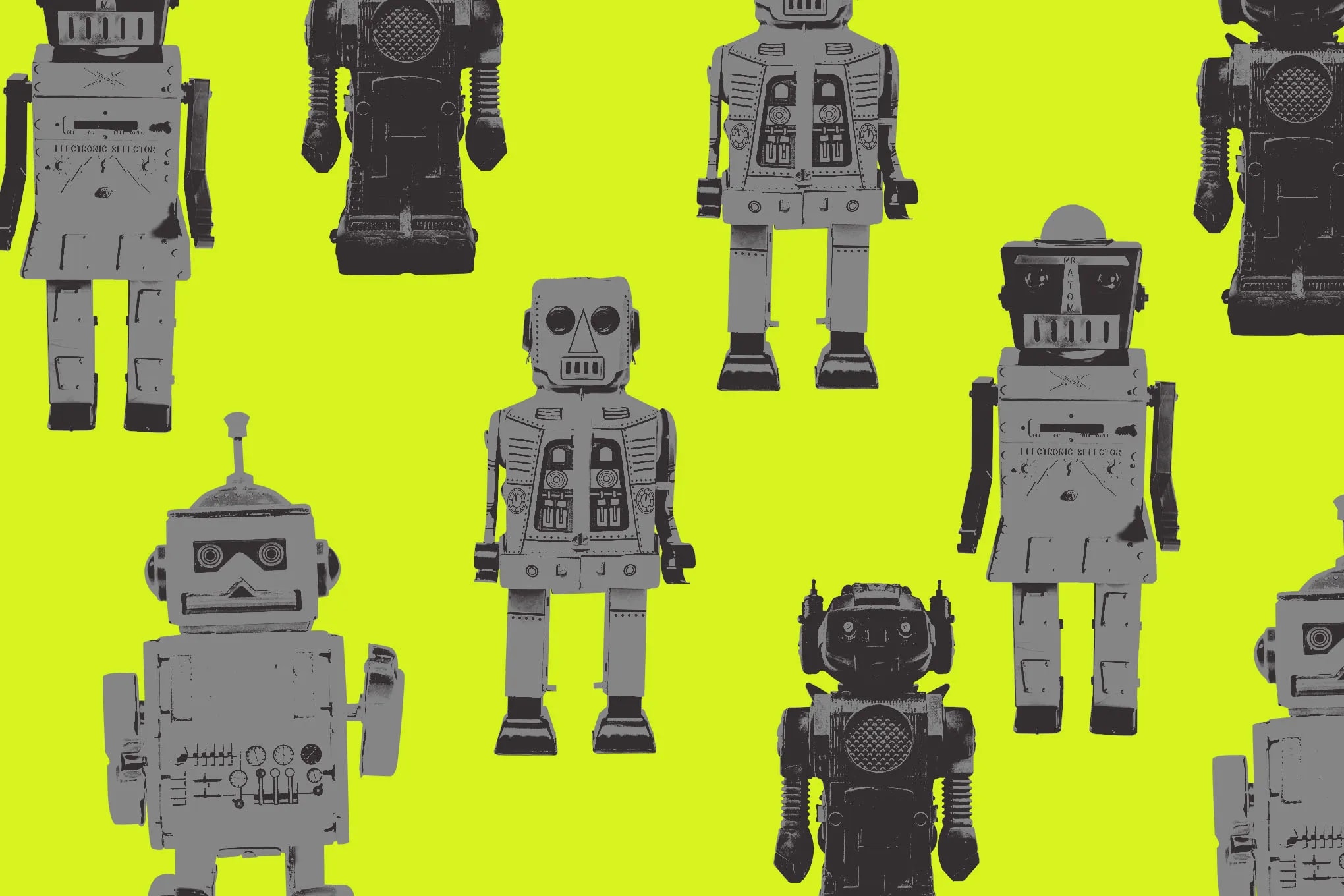 A digital illustration representing AI agents blocked by website security walls.