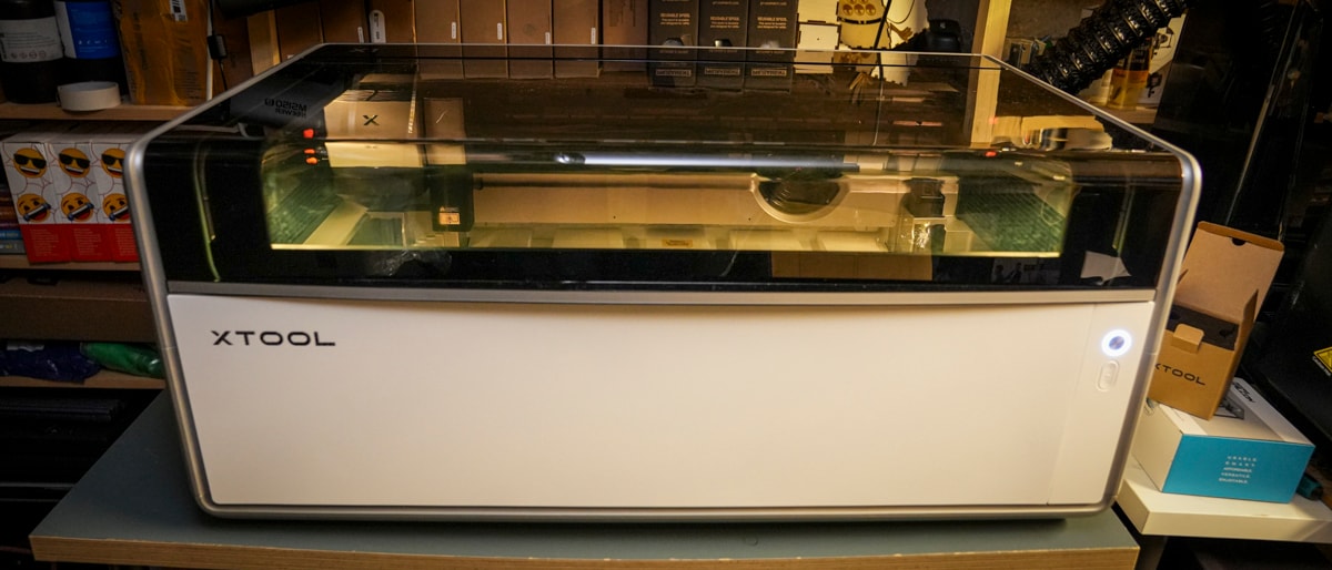 The xTool X1 laser system in a workshop setting