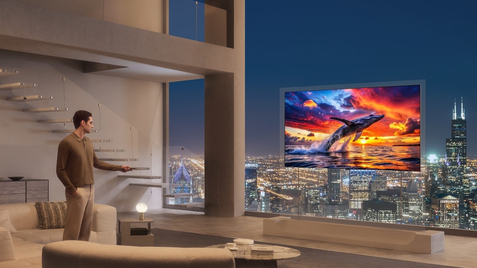 LG Smart TV displaying content in a modern room setting