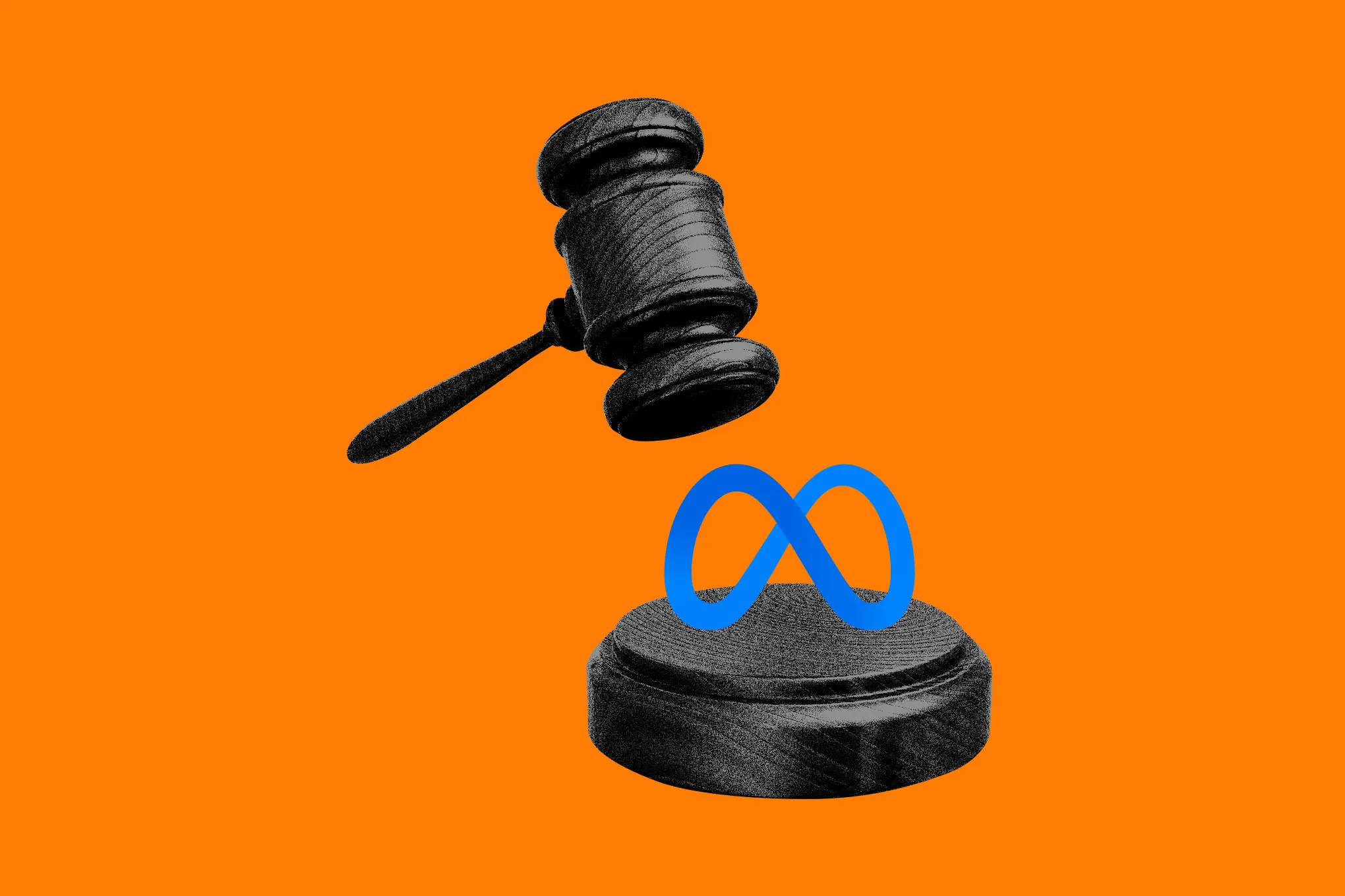 Meta logo displayed on a digital screen background.