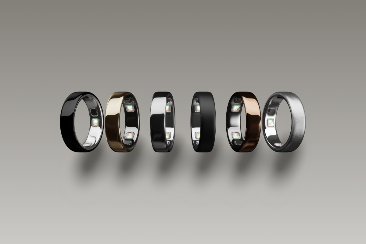 Smart ring on a finger showcasing modern wearable tech